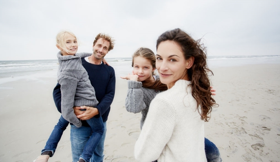 Young family at the beach